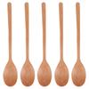 5PCS Wooden Spoon with Long Handle Soup Spoon for Barbecue Camping Party Home KitchenWood Color