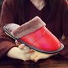 2024 Winter Leather Women Slippers Indoor Waterproof Warm Slippers Home Fur Couple Shoes Flat Ladies Men'S Slippers Cotton Shoes