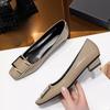 Fashion French Square Buckle Shallow Mouth Classic Flat Shoes Square Toe Patent Leather Temperament Women's Single Shoes New Style
