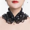 Mesh Pearl Pendant Fake Collar Elegant Printed Women False Collar Ruffle Lace Small Scarf Shiny Headware Dress Accessories