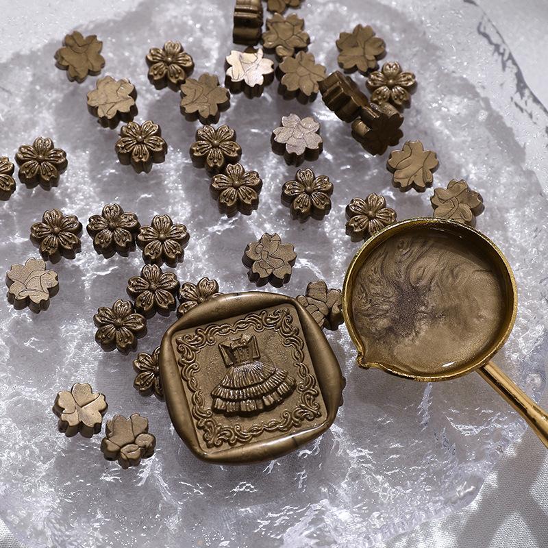 1 Pack Sakura Lacquer Wax Pellet Multi-color Lacquer Sealing Wax Polarized Gold Powder Sealing Wax Mail Envelope Sealing