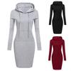 Women Casual Dress Long Sleeve Hoodie Hooded Jumper Pockets Sweater Tops Dress