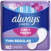 Always Thin Dailies Wrapped Liners, Unscented, 162 Count by Always