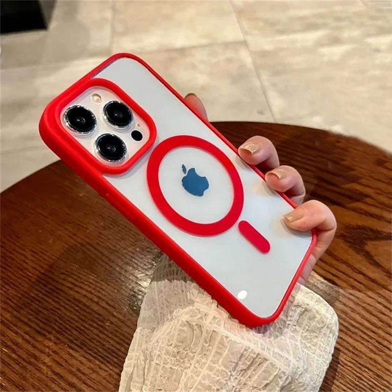 Luxury Magsafe Transparent Case For iPhone 15 14 13 12 11 Pro X XS XR Max Mini 7 8 Plus SE 2022 Magnetic Wireless Charge Cover