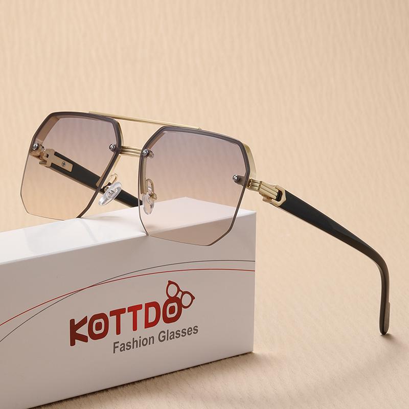 Sunglasses for Men Oversize Pilot Metal Half Frame Fashion Design Women Sunglasses Outdoor Driving Sunshade Sun Glasses Eyeglasses Uv400