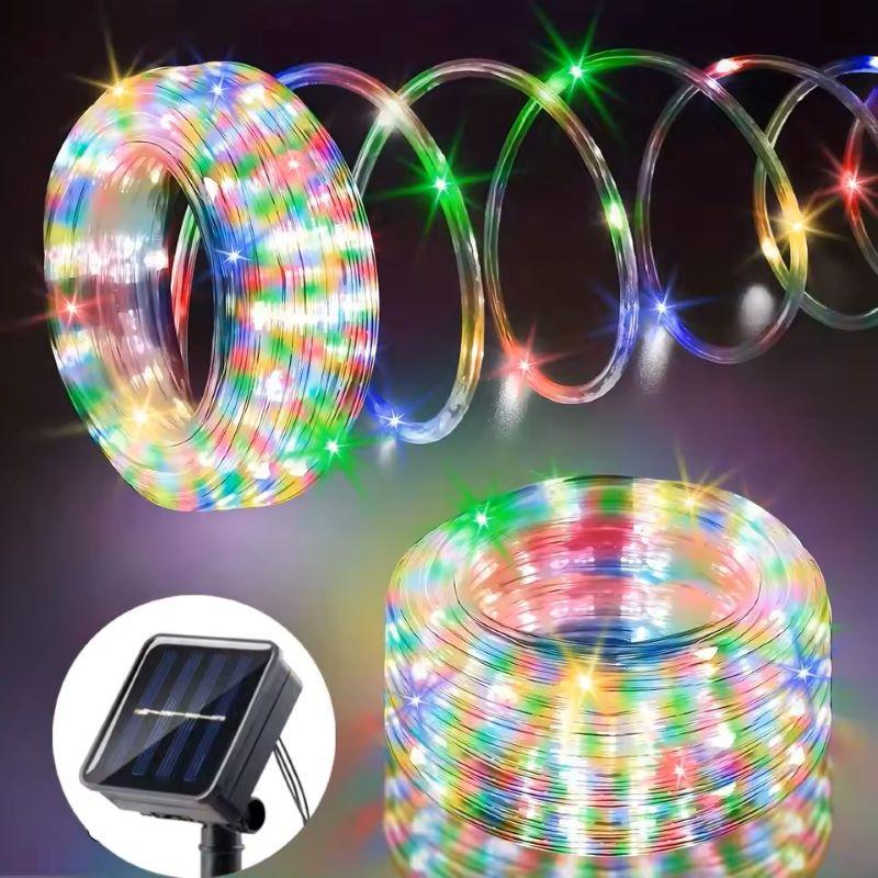 5/10/20M Solar Flower Wreath Tube Rope Light Fairy LED Light String Wedding Outdoor Garden Fence Landscape Lighting