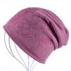 Women's Fall and Winter Padded Knit Pullover Hat Double Layer Warm Pullover Cap Rhinestone Cap