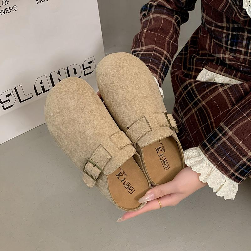 Retro French Baotou Half Slippers Women's 2025 New Summer Fashion Outer Wear Lazy Versatile Flat Thick Bottom Increase