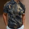 Animal Men Polo 3d Tiger&Lion Printed Ferocious Beast Men’S Clothing Summer Casual Short Sleeve Loose Oversize Shirts Senior Top