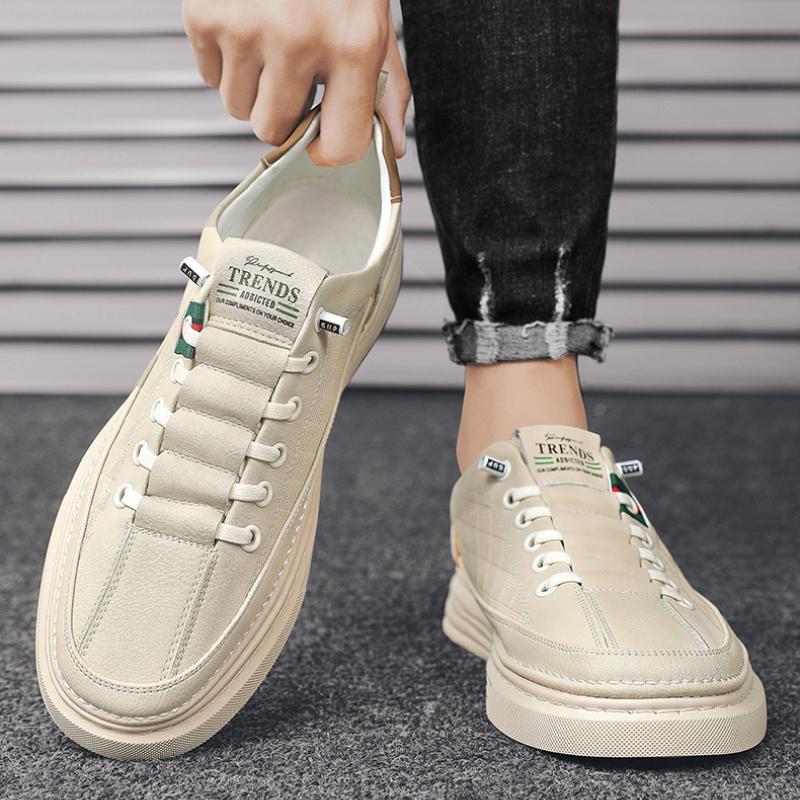 Comfortable Fashion Men's Shoes Summer Breathable Sports Small White Plate Shoes Men's White Shoes Casual White Leather Shoes Match Shoes