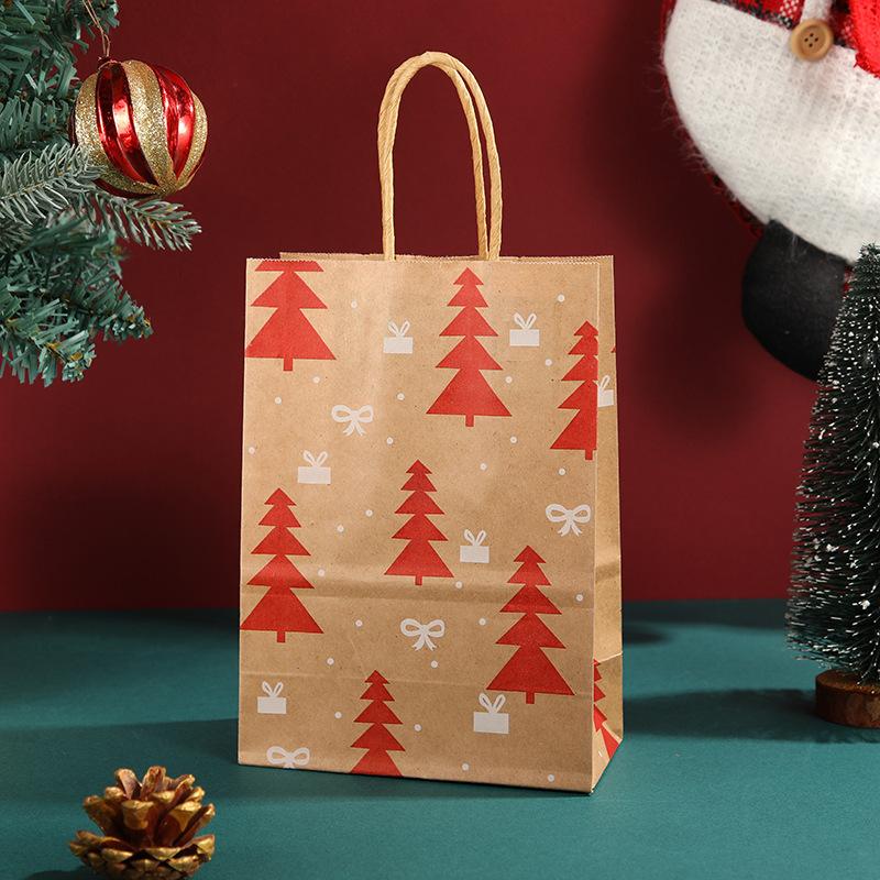 5pcs Kraft Paper Gift Bags Merry Christmas Candy Cookie Packaging Bag Boxes Natal Kids Favors 2026 New Year Party Decoration