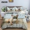 Cute Cartoon Bulldog Pattern Duvet Cover Set King Full Size Bedding Set Room Decor Soft Microfiber Quilt/Comforter Cover 2/3PCS