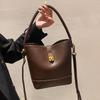 Genuine Leather Women's Bag Light Luxury Niche High-end Bucket Bag New Fashion Casual Versatile One-shoulder Crossbody Bag