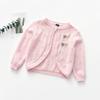Spring and Autumn Children's Wear Girls' Knitted Cardigan Coat Fine Wool Round Neck Thin Children's Sweater