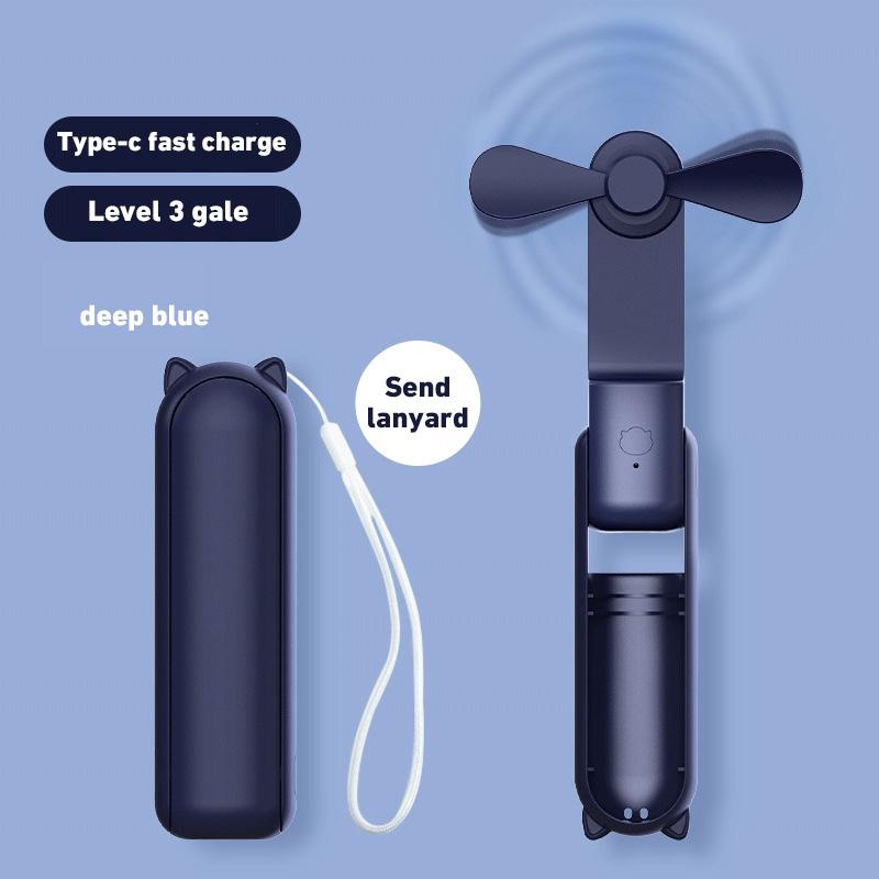 Handheld Small Fan Portable Creative Mini Three Speed Adjustable Solid Color Charging Small Fan Folded Led Lighting Phone Holder