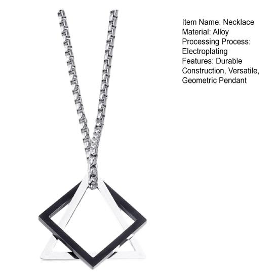 Men Necklace Triangle Square Pendant Necklace Dating Work Party Versatile Style Necklace Clothing