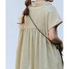 Single Breasted Short Sleeve Cotton Linen Shirt Dress Women's Loose Lapel Solid Casual Maxi Dresses