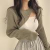 Irregular Knitted Sweaters Korean Chic Vintage All Match Sweater Women Round Neck Long Sleeve Split Pullover Crop Top