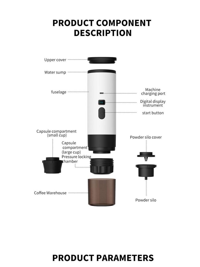 Portable Electric Espresso & Americano Coffee Maker with Heating Pump