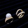 Baroque Retro Exaggerated Pearl Ring Women'S Opening Two-Piece Set Wearing Fashion Personality Trendy Ring Temperament