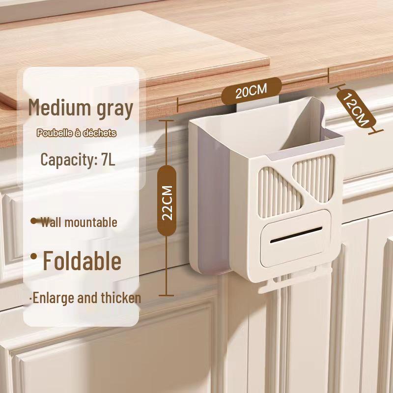 Folding Wall-Mounted Kitchen Trash Can - Large Capacity, Cabinet Door Hanging Waste Basket for Creative Waste Classification