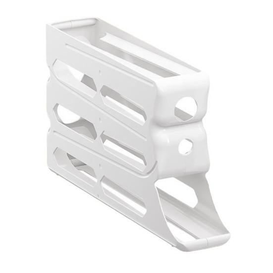 Fridge Egg Storage Box Four Tiers Automatic Rolling Large Capacity Space-Saving 30 Egg Organizer Refrigerator Side Door Egg Dispenser