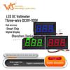 0.56" 3-Wire Digital DC Voltmeter, 0-100V Display for Batteries and Electric Vehicles