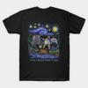 Men Black Print T-shirt Super Large TShirt Van Gogh Down By the River No-Cut Transfer Paper Print Cotton Tshirt