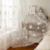 Embroidered Relief European American Flower Pattern Curtains, Transparent Rod Pockets for Seasonal Decoration, Reference Bedroom, Living Room