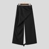 INCERUN Men Autumn Spring Solid Color Zipper Waist Trousers Casual Irregular Wide Leg Pants