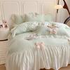 French Bed Set Four-piece Princess Style Bow Chiffon Yarn Romantic Lace Bed Sheet Quilt Cover Pillowcase