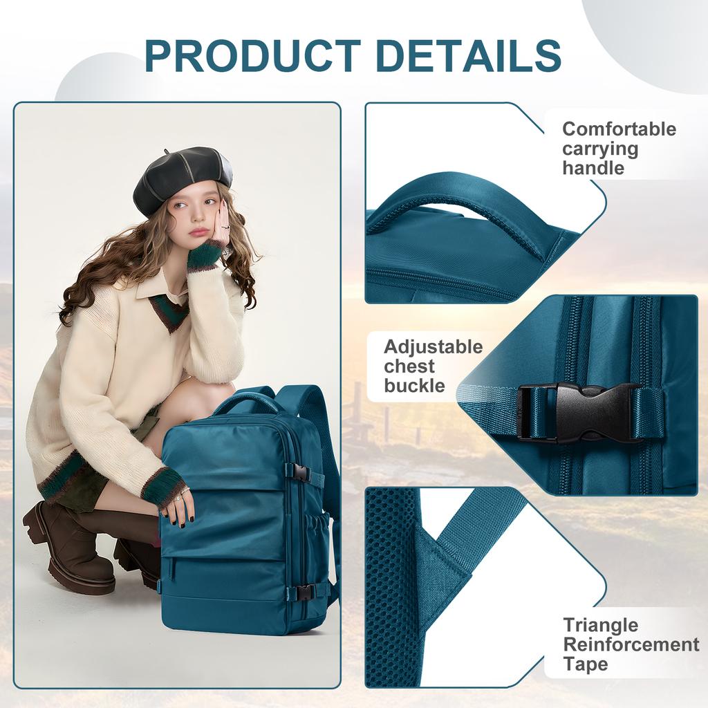 Cabin Backpack 40X30X20 Airplane Travel Backpack Women Men Backpack, Laptop Bag Bookbag Waterproof Shoe Compartment Backpack