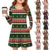 Christmas Day Girls' Long Sleeve Dress - Color Pocket Dress