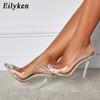 Clear PVC Transparent Womens Pumps Stripper Perspex Stilettos High Heels Point Toes Party Nightclub Silver Shoes