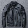 New Autumn and Winter Genuine Leather Jacket Men's First Layer Cowhide Slim Stand Collar Short Style