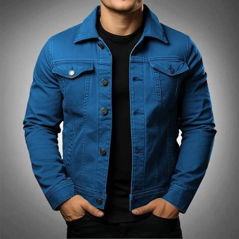 Men's Casual Loose Denim Jacket Plus Size Loose Standing Collar Denim Jacket