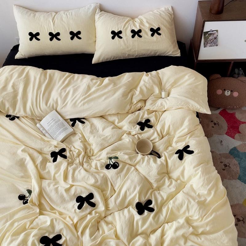 Bedding Pure Cotton Four-piece Set, Quilt Cover, Quilt Cover, Bed Sheet, Human Dormitory Three-piece Set