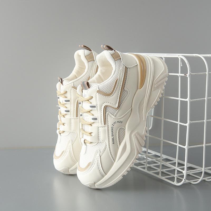 Fashion Trendy Dad Shoes Spring and Autumn New Thick Bottom All-Match Casual Sneaker Women's Women's Breathable Mesh Shoes Soft Bottom