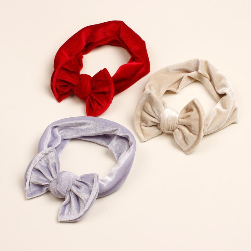 Autumn and Winter New Baby Golden Velvet Headband, Children's Soft Bow Headgear, Baby Headband