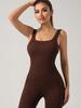 Seamless Ribbed Fitness Jumpsuit with Chest Pad