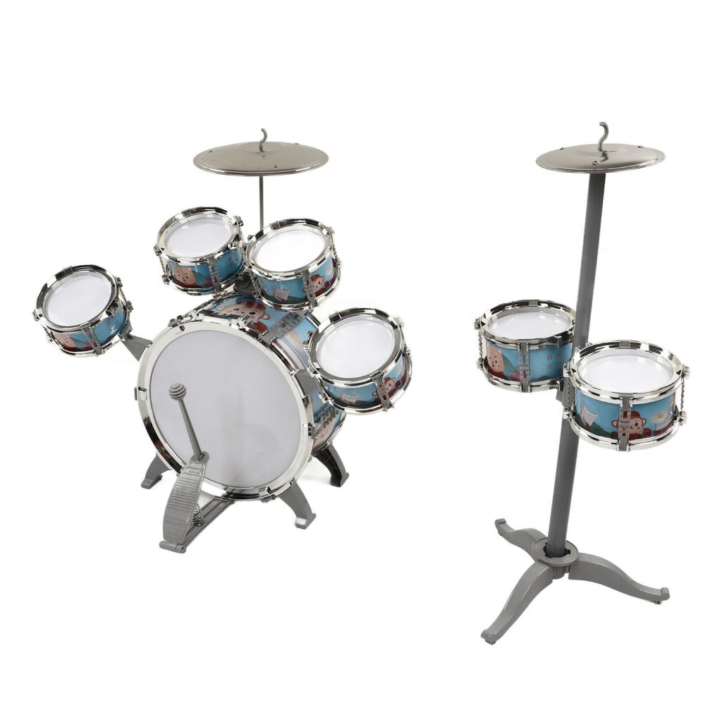 Kids Jazz Drum Set 7 Drums Loud Sound Compact Beginner Drum Kit with Stool for 3 Years Old Above