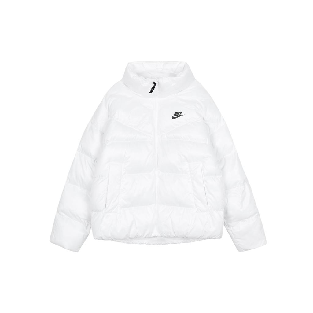 Nike Куртка из хлопка с логотипом, воротником-стойкой, застежкой-молнией, женские куртки белого цвета DR9180-100