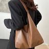 Leather Soft PU Shoulder Bag Large Capacity Underarm Bag Simple Women Handbag  Shopping