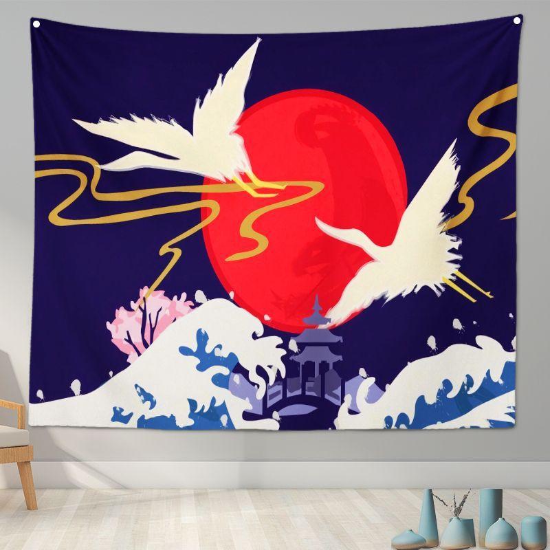 Home Decoration Japanese Ukiyo-e Tapestry Kanagawa Surf Hanging Cloth Wine Shop    Painting