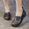Ethnic Style Genuine Leather Women's Slip-on Shoes Retro Printed Handmade Soft Sole Flat Shoes
