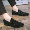 Fashion Brand Noble Black Rhinestone Men Dress Shoes Velvet Crystal Luxury Moccasins Men's Loafers Office Business Man Footwear Zapatos