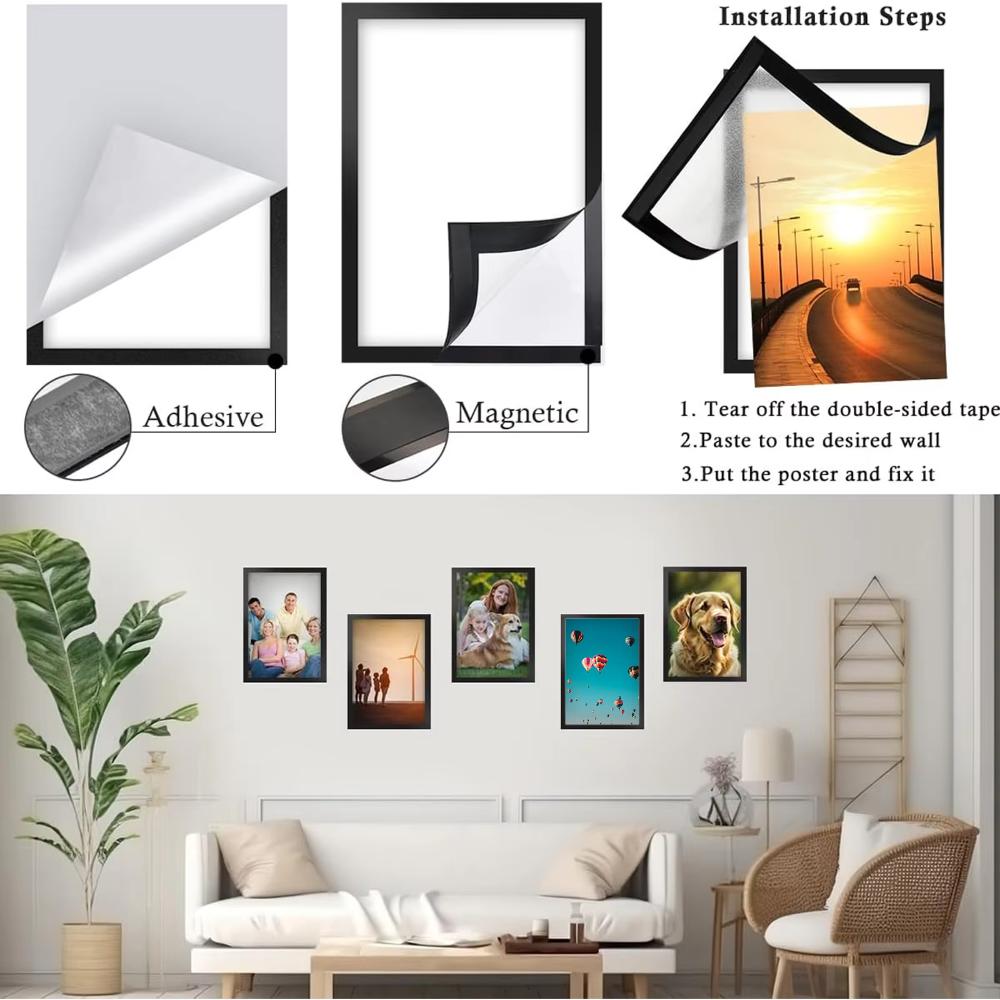 3PCS Wall Mount Self-Adhesive Photo Frame Square Poster Photo Frame Award Frame  Door