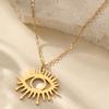 Stainless Steel Necklaces Korean Fashion Devil's Eye Pendant Chain Unusual Sunburst Necklace For Women Zircon Banquet Gifts New