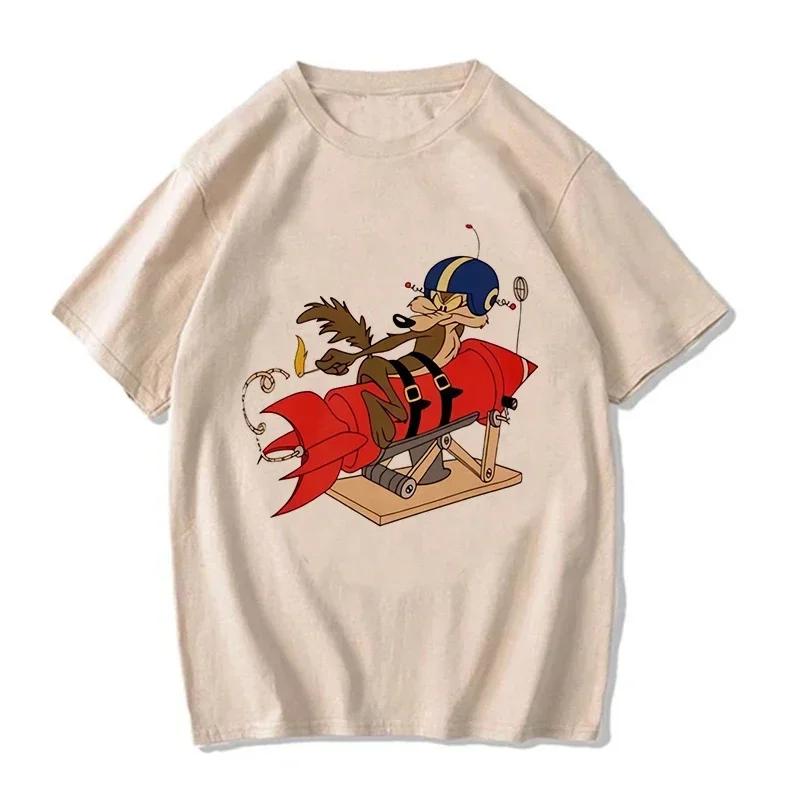 Unisex Funny Wile E Coyote Tee Shirt Unisex Women Cartoon Casual T-shirt Graphic EU Size Tops Streetwear Y2k Tshirt Hip Hop Gothic Clothes
