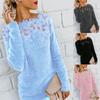 Women Fashion Lace Warm Plus Size Sttiching Tops Plush Pullovers Jumpers Knitted Sweater